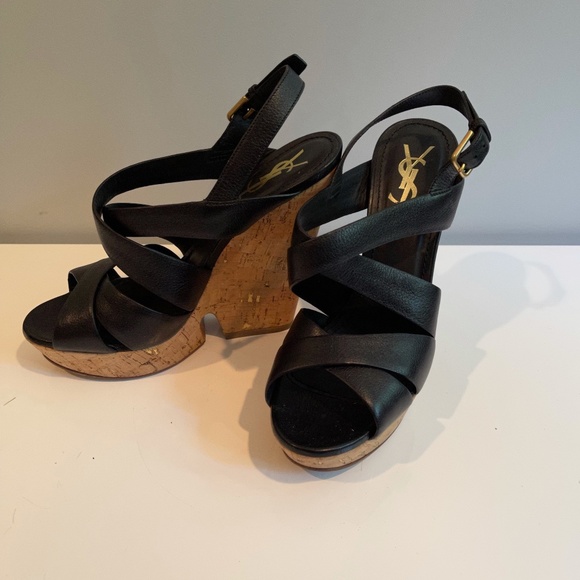 YSL Black Wedge Size 39 - Picture 2 of 6